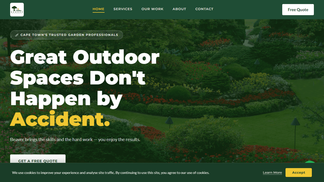Beaver Tree Felling & Gardening Services website screenshot
